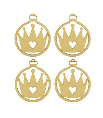 Laser Cut Princess Crown Christmas Bauble - 4 Pack